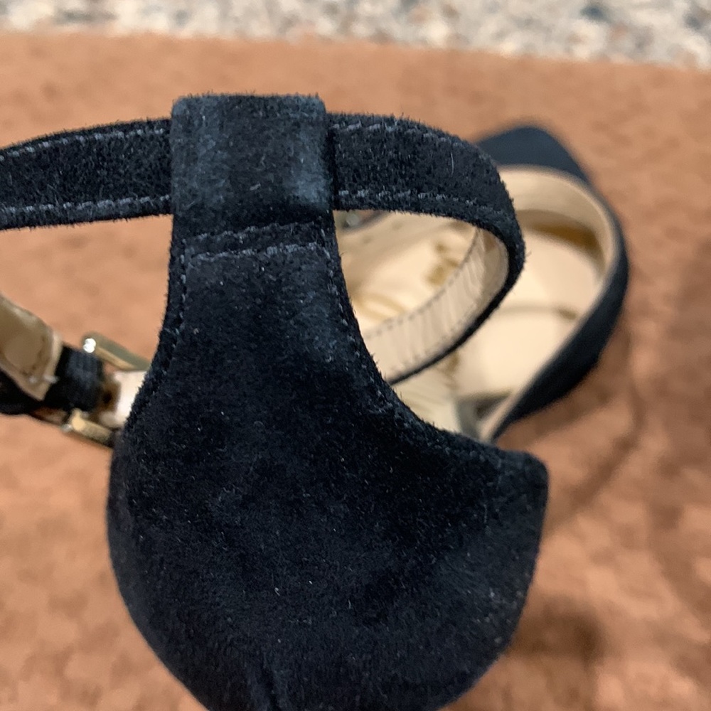 Sam Edelman Black Suede Pointed Double-Ankle Strap Heels - Picture 4 of 8